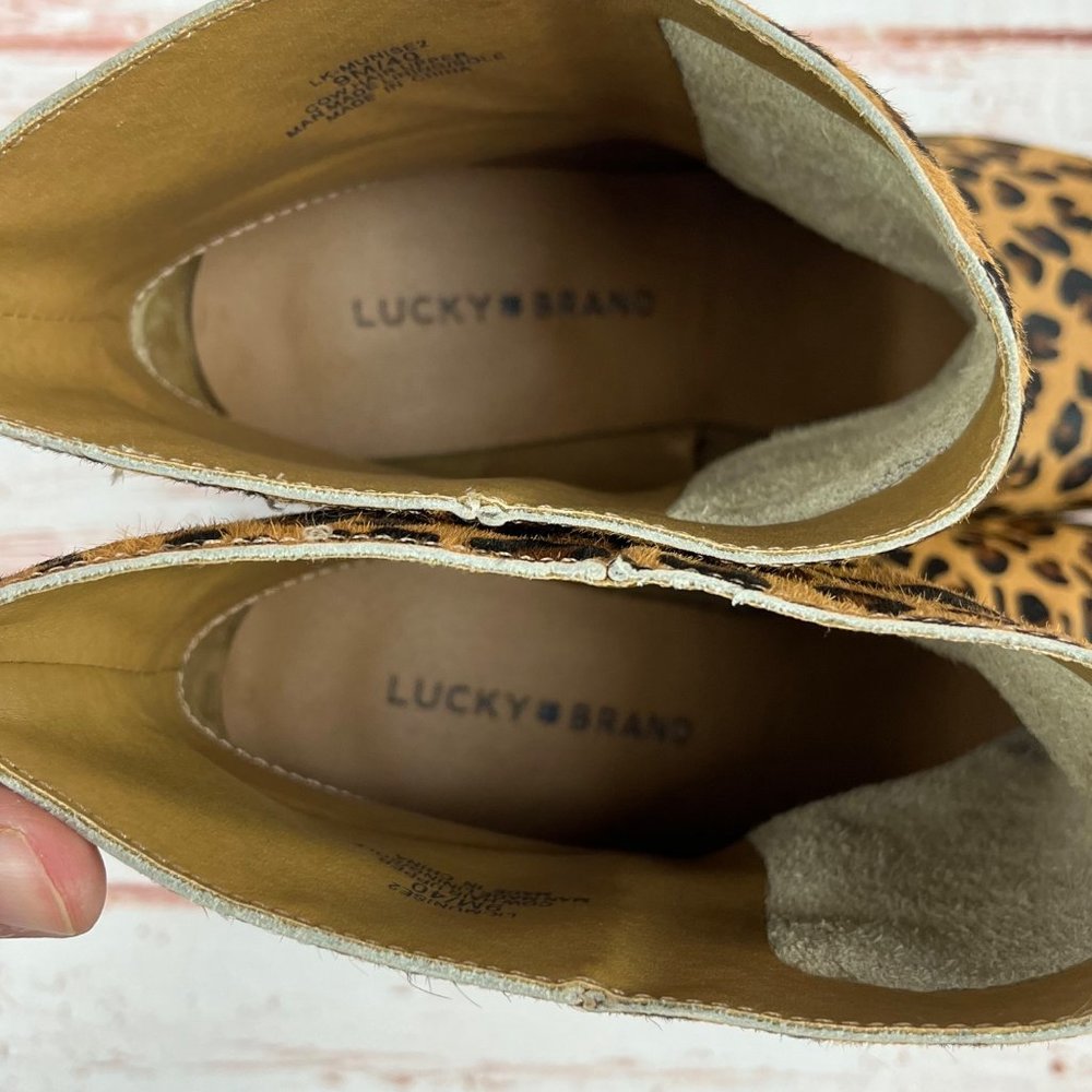 Lucky Brand Munise Leopard Print Calf Hair Booties Slip On Size 9 - Picture 9 of 10